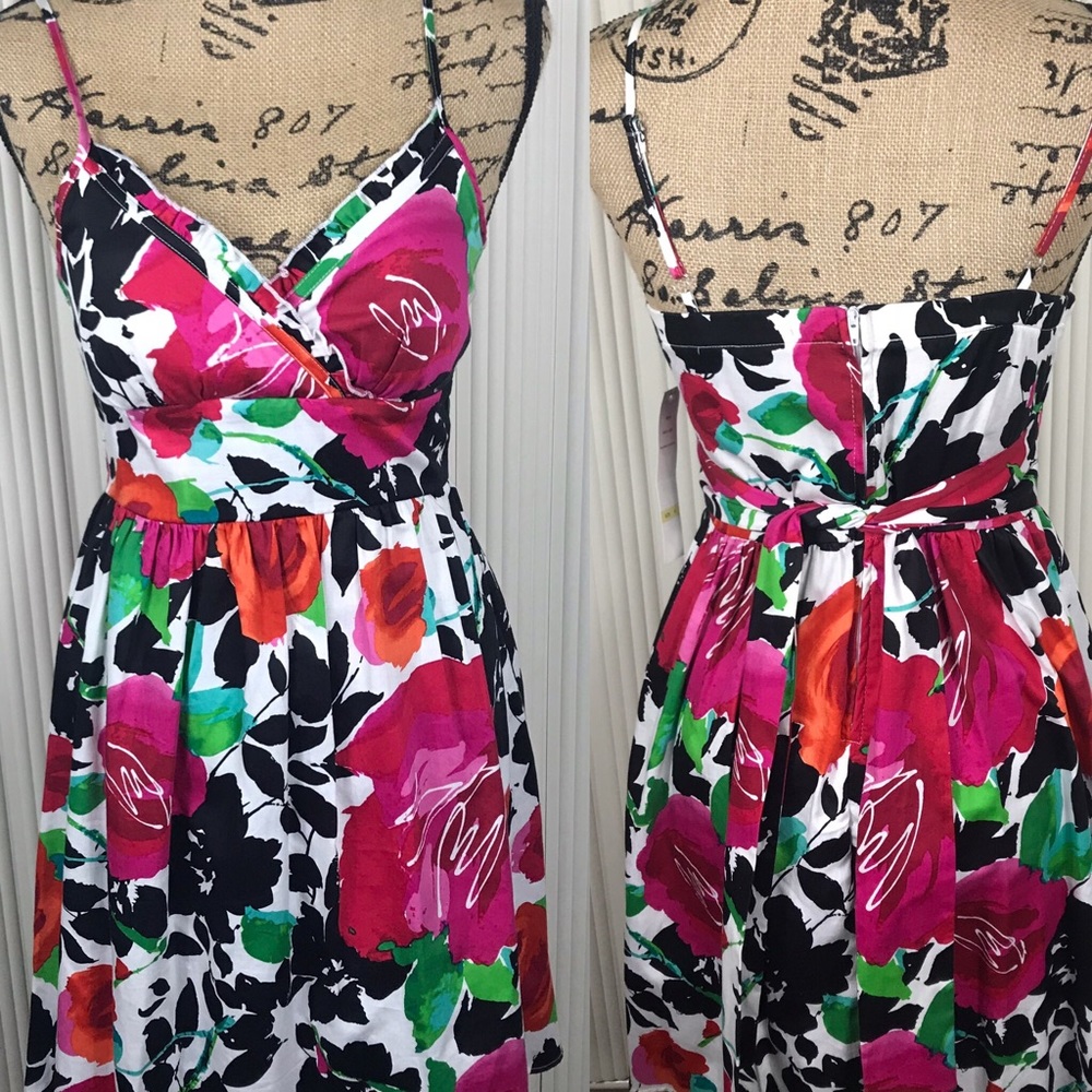 NWT Snap Fuchsia/Black Flowery Dress Medium